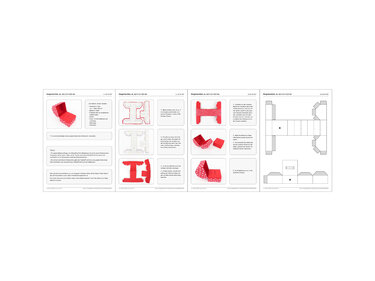 Schnittvorlage und Schrittfotos für eine kleine rote Ringschachtel mit herzförmigem Muster
