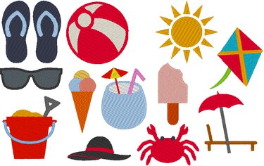Sommer 1.0 Stickdatei 12 Motive in je 3 Größen - Sticken