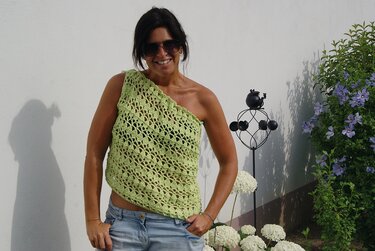 One-Shoulder-Top SPEEDY (ganz leicht anzpassen) - auch als Strandrock möglich - Bild 6