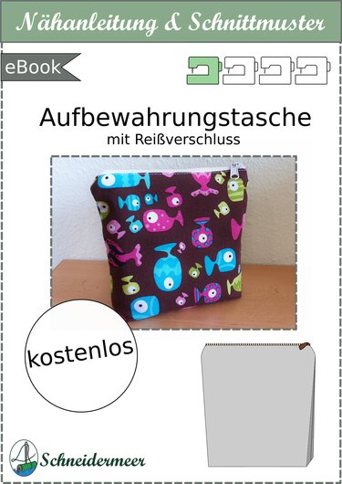 Aufbewahrungstasche mit Reißverschluss, 2 Größen – Schnittmuster (E-Book) - Nähen