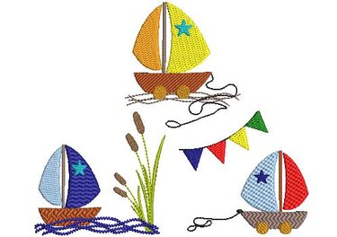 Stickdatei Boot Vollstick 3er SET 10x10cm - Sticken