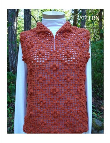 Diamonds and Popcorn Pullover - PA-201 - Crochet