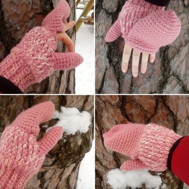 Fingerless Gloves with Flaps, Mittens with Flaps - Crochet