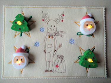 ITH Stickdatei Adventskranz to go 3erlei mit Elch Nikolaus Eiskristall 16x26cm - Sticken