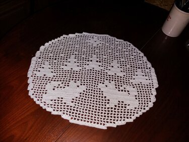 Tischdeckchen rund Weihnachten Husky Schneeflocke - Häkeln