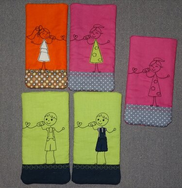 Telefon Mädchen und Junge Stickdatei - Sticken