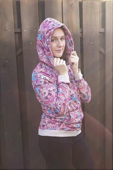 Lisa – Damen-Hoodie mit Wickelkapuze oder Kragen, Kängurutasche BU 80-116 - Bild 5