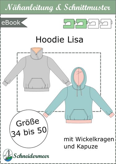 Lisa – Damen-Hoodie mit Wickelkapuze oder Kragen, Kängurutasche BU 80-116 - Bild 9