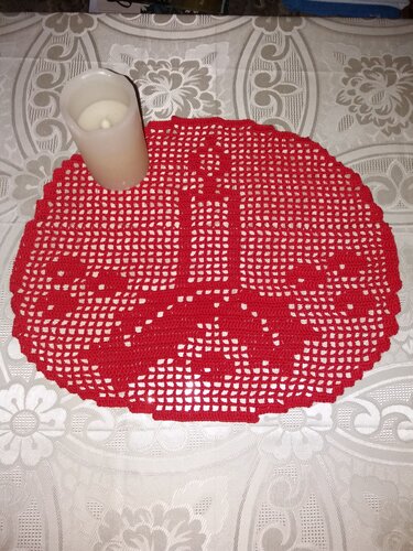 Tischdeckchen rund Weihnachten Kerze - Häkeln