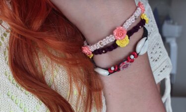 Rosen Armband Makramee (für Anfänger) - Basteln