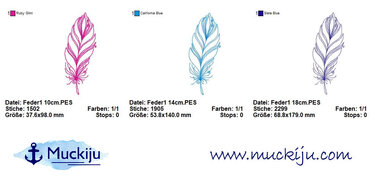 ★Stickdatei SET "Feder 1" ★10x10 & 13x18★ 3 Größen - Sticken