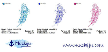 ★Stickdatei SET "Feder 4" ★10x10 & 13x18★ 3 Größen - Sticken