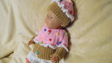 Strickanleitung Puppengarnitur Cupcake Gr. 42/45