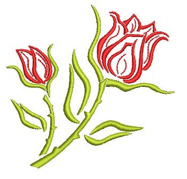 Stickdatei Rose Rosenknospe Rosenzweig 10x10cm SET - Sticken