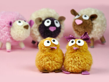 Ostertiere aus Pompons - Basteln