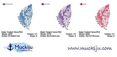 ★Stickdatei SET "Feder 2" ★10x10 & 13x18★ 3 Größen - Sticken