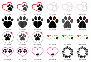 Tierliebe Stickdatei Herz mit Pfote - Sticken