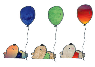 Stickdatei Bär mit Ballon, Doodle Applikation 13 x 18 - Sticken