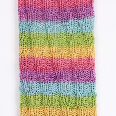 Multicolor striped knitted fabric swatch with rib pattern