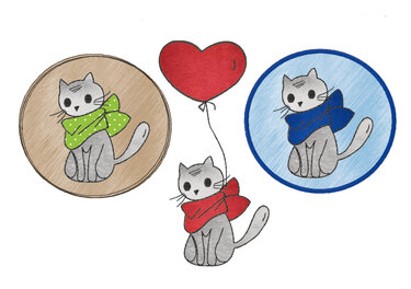 Stickdatei "Katzen“ 13 cm x 18 cm Applikation - Doodle - Sticken