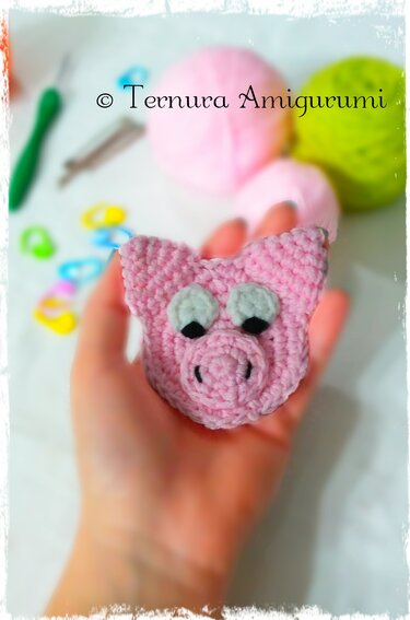 crochet pattern appliqué of pig PDF ternura amigurumi english- deutsch-dutch