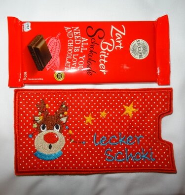 Schokoladen Verpackung Hülle lecker Schoki Weihnachten Stickdatei - Sticken