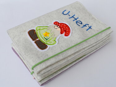 Nähanleitung U-Hefthülle Filz inkl. Stickdatei und Applikationsvorlage Pilz