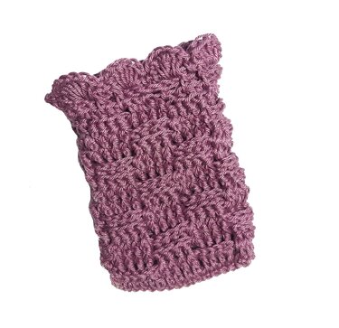 Gehäkeltes Deko-Stück in Mauve mit welliger Kante und Strukturmuster
