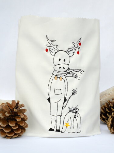 Stickdatei Elch Weihnachtselch Redwork verschiedene Größen SET - Sticken