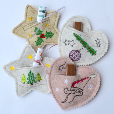 ITH Stickdatei Weihnachten Geschenkanhänger 10x10cm 4er SET - Sticken