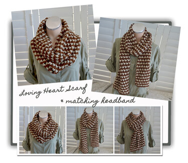 Loving Heart Scarf & Headband - Crochet