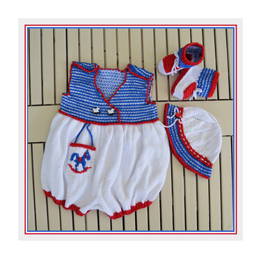Rocking Horse Onesie, Cap & Booties - Knitting