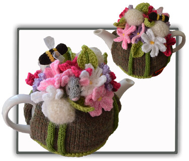 Cosmos and Dandelion and Mouse Tea Cosy - Knitting