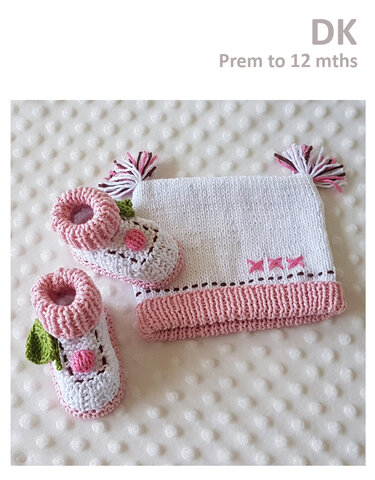 Cupcake Booties and Beanie - Prem to 12 months - Knitting