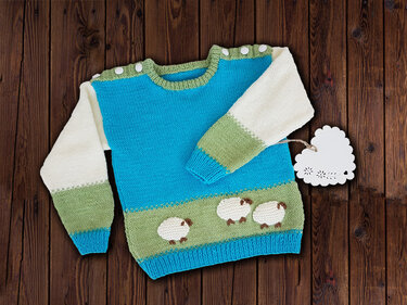 Baa Baa Sweater Jumper 0 - 6 years - Knitting