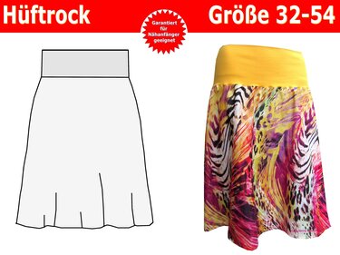 Damenrock mit Bündchen, Hüftrock - Schnittmuster und Nähanleitung