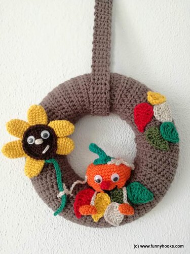 Herbstlicher Türkranz "funny pumpkin" - Häkeln