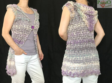 Schnell und leicht gehäkelte Weste „Lila Wein“ alle Größen