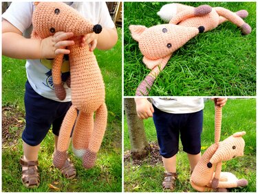 Häkelanleitung Schlenkertier XL Kaschmir Fuchs ANTON 50 cm groß, super einfach