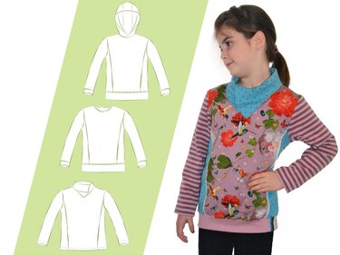 Ebook Langarmshirt Kapuze Hoodie Kragen für Jungs und Mädchen Schnittmuster - Nähen