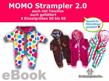 Momo Strampelanzug 2.0 Strampler Body Overall Nähanleitung mit Schnittmuster in 9 Größen 50-98 with Love by firstloungeberlin