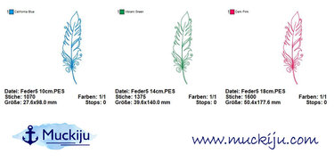 ★Stickdatei SET "Feder 5" ★10x10 & 13x18★ 3 Größen - Bild 2