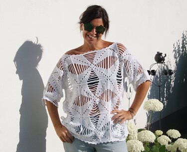 Shirt Fête BLANCHE in Oversizelook (Gr. S/M, L/XL)
