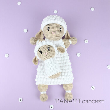 Häkelanleitung “Schmusetuch und Rassel LAMM”