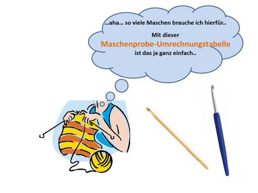 Maschenprobe-Umrechnungstabelle - Häkeln und Stricken - Berechnungshilfe