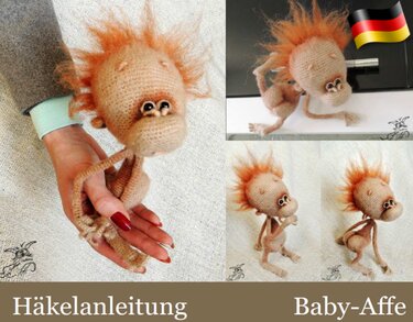 084DE Häkelanleitung Baby-Affe - Amigurumi PDF Pertseva CP