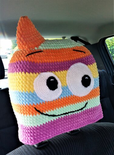 Kopfstützenhusse Monsterchen - Häkeln