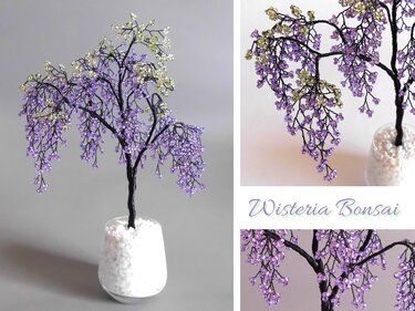 Wisteria Blauregen Bonsai aus Perlen und Draht - und aus Liebe - Basteln