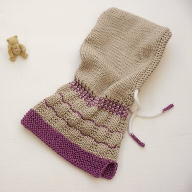 Knitting Pattern - Cowl - Hooded Scarf Little Hoody - for Kids - No.187E - Image 5