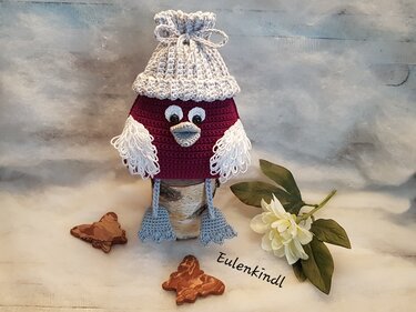 Häkelanleitung Wintervögelchen "Viola" (Kantenhocker)